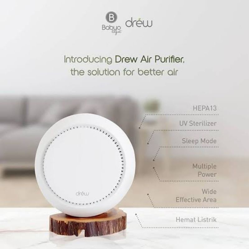 Drew Pure 1 Airpurifier Hepa13 &amp; UV - Drew Air Purifier Pure1 Hepa 13 - Filter Udara Ruangan - Penyaring Udara