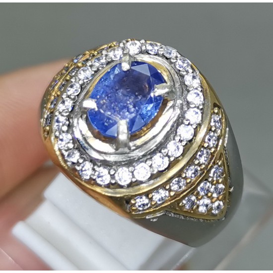 Batu Cincin Blue Safir Ceylon Srilangka Asli Natural Garansi