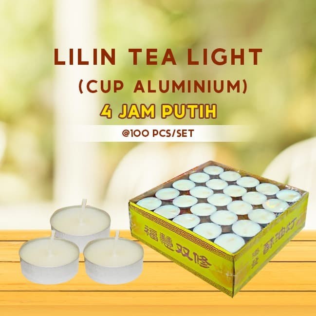 Lilin Tea Light (Tealight) Stearin 4 Jam @100 pcs/set Putih