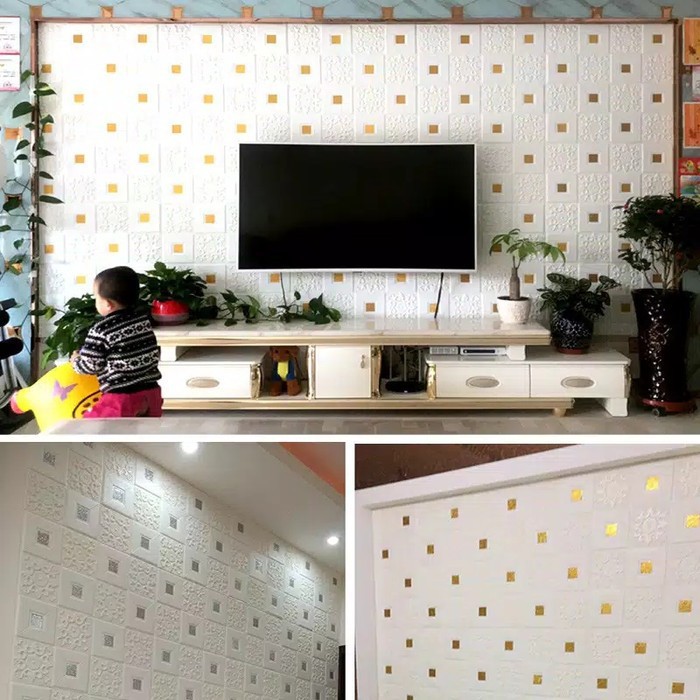 Wallpaper Dinding 3D FOAM / Sticker Dinding / Wallpaper Foam 3D / Wallfoam Motif Batik 003-1