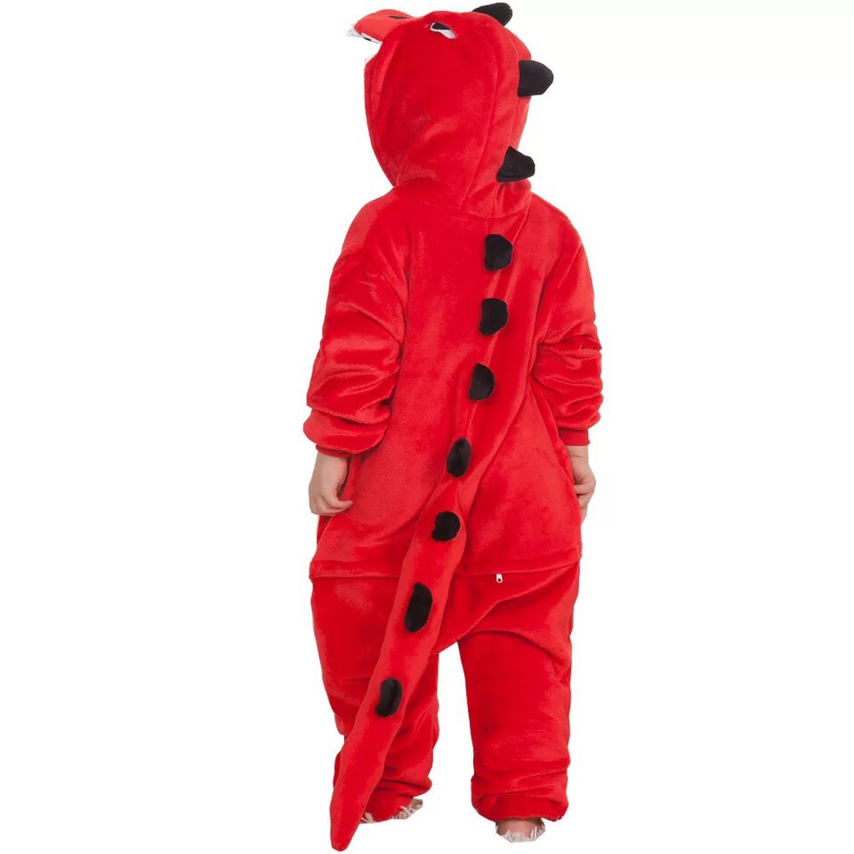 BONEKA KOSTUM ONESIE DINOSAURUS DINO MERAH PIYAMA COSPLAY