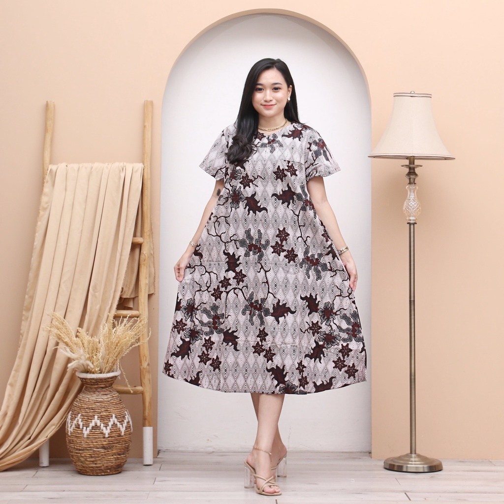 Daster Kencana Ungu Batik - Motif Abstrak - Sleting Dada - Busui - Bumil - Centini Hitput-DASTER 07