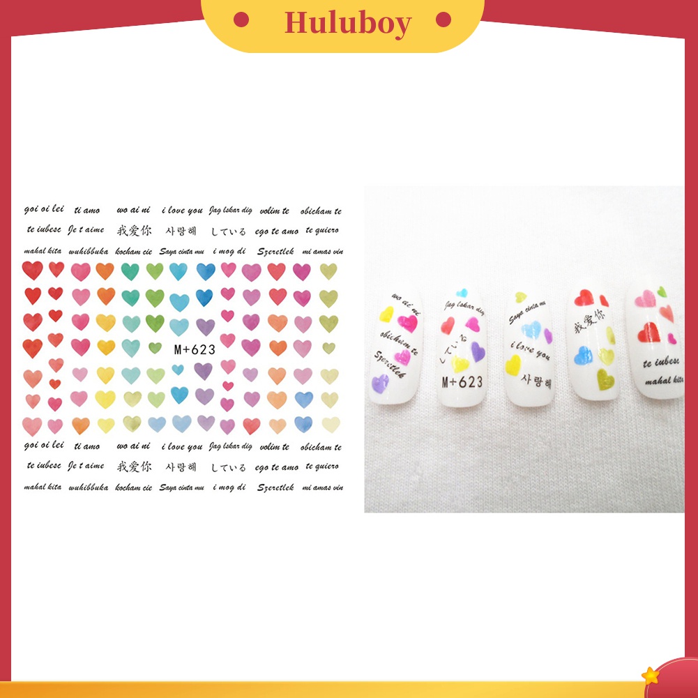 Huluboy Huluboy♡ Stiker Kuku Transfer Air Motif Hewan / Hati / Bintang / Bunga / Lebah Untuk Dekorasi Nail Art