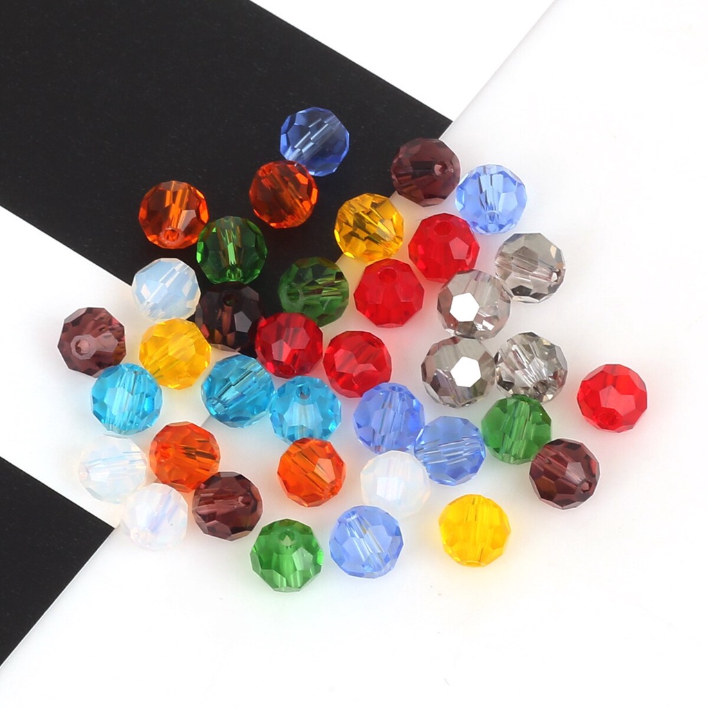 Mix 100Pcs 6mm Kaca Bulat Kristal Warna-Warni Spacer Czech Garment Beads Untuk Kerajinan DIY Handmade Gelang Kalung Aksesoris