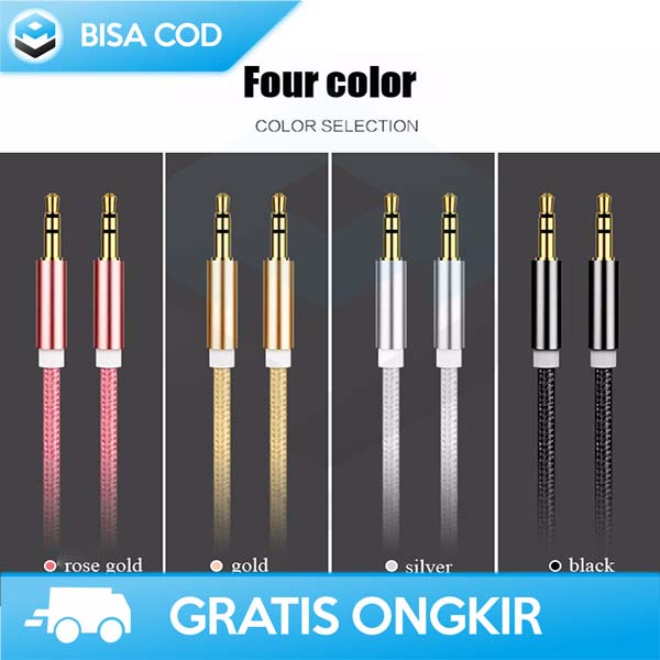 GOLD PLATED KABEL AUX AUDIO EXTENSION AUDIO 3.5 MM TO 3.5 MM ORIGINAL