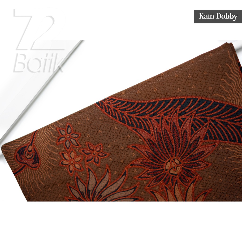 KAIN BATIK PREMIUM Dobby Motif Kembang Sekar Warna Coklat Orange Hitam 722807 Cap 72 Jarik Jarit Samping Kebat Panjang Batik Dobby Modern Premium Bahan Seragam Batik Pernikahan Kantor Keluarga Murah Kamen Jadi Batik Bali Lembaran