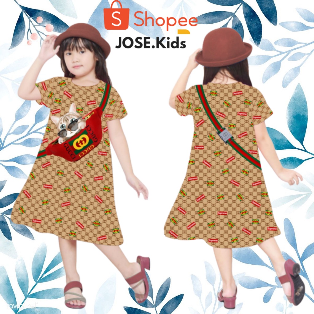 Dress/ Daster anak perempuan / Pakaian Anak Perempuan/ Motif Gucci tas/ Untuk Anak usia 6 bulan-10 t