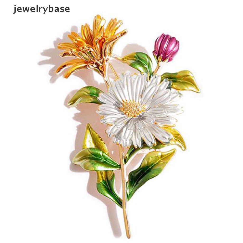 1pc Bros Pin Enamel Bentuk Bunga Daisy Untuk Wanita