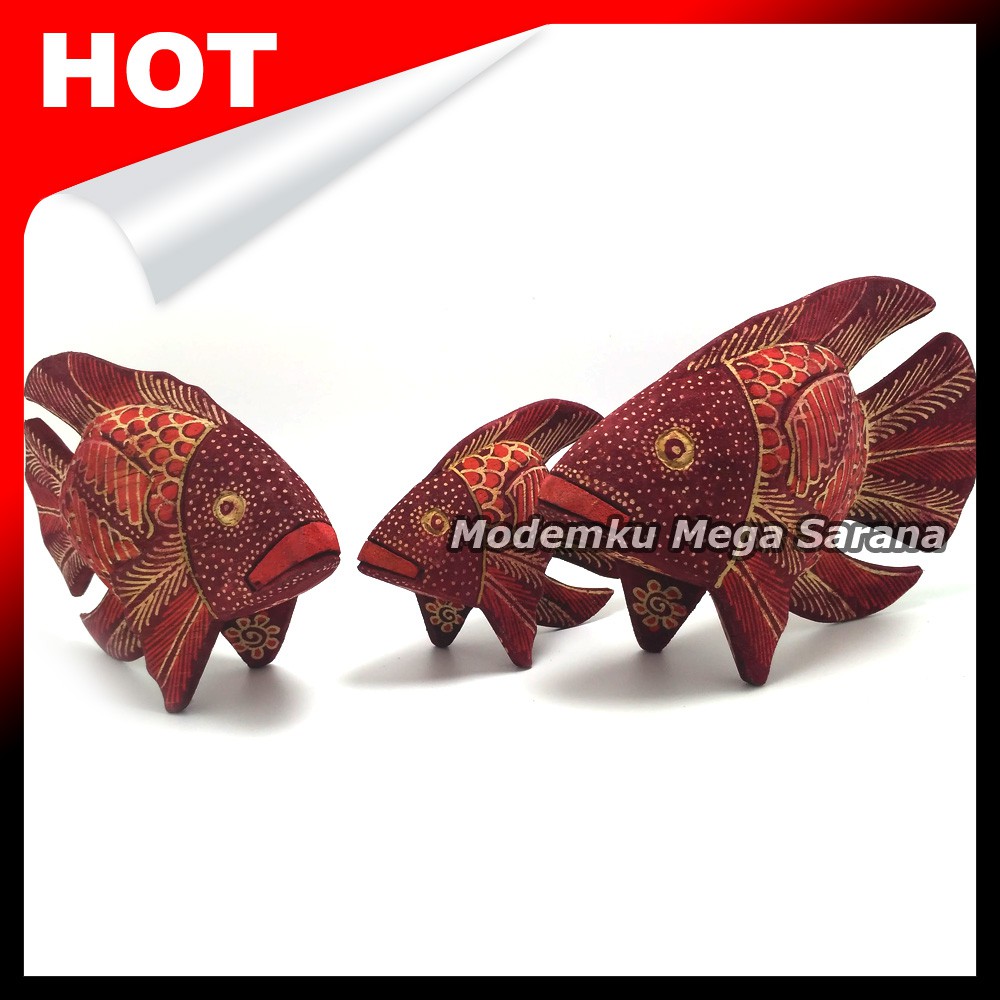 Pajangan Miniatur Ikan Batik Khas Jogja Isi 3pcs