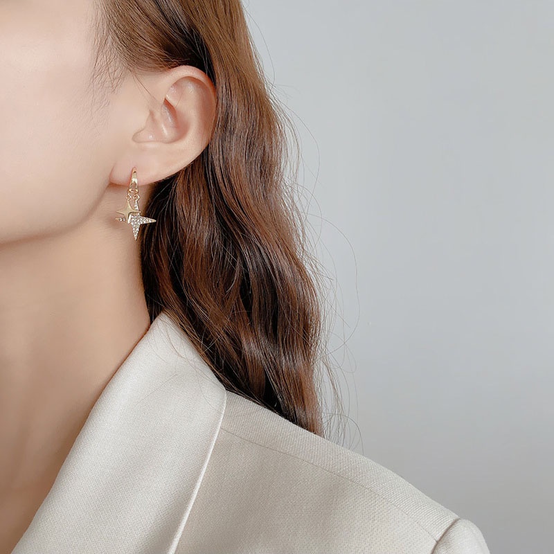 Shuling S925 Silver Needle Exquisite Zircon Earrings Diamond Star Stud Earrings Micro-inlaid Ear Jewelry
