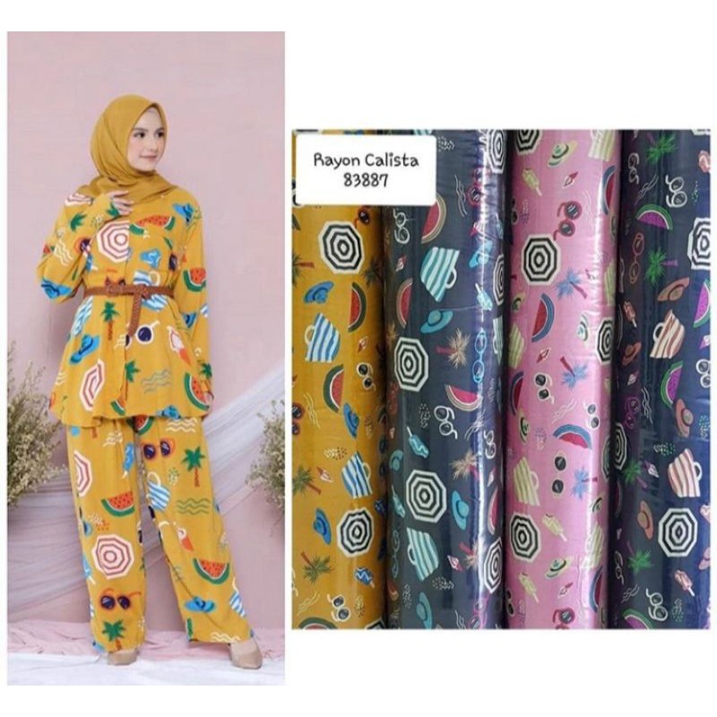 SETELAN ONE SET RAYON PRINT PAJAMAS / BAJU PIYAMA RAYON / BAJU TIDUR RAYON