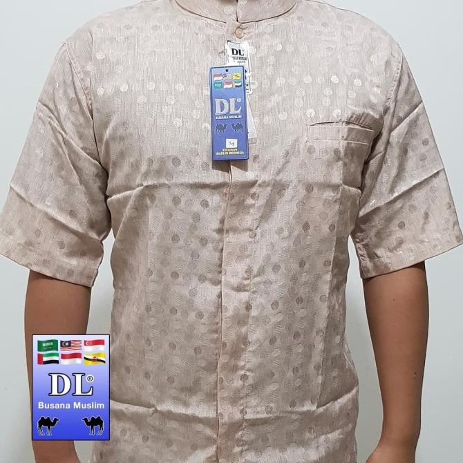 BAJU KOKO PRIA LENGAN PENDEK MOTIF BOLA DL BUSANA MUSLIM