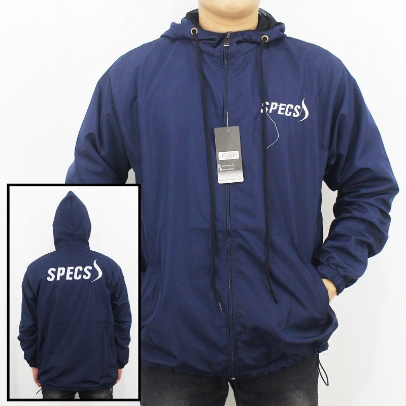 jaket specs navy pria adventure - jaket pria sleting biru