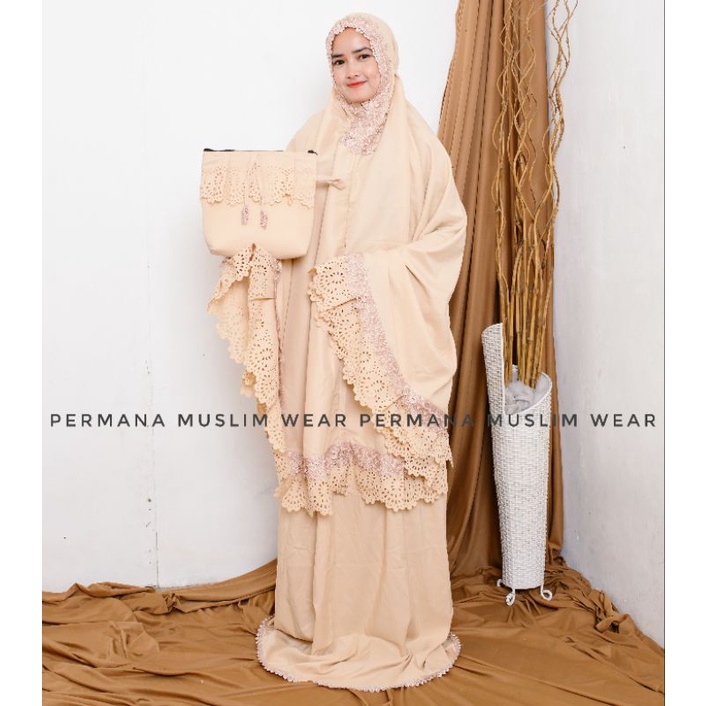 Sejadah Traveling Printing Mewah Cantik jumbo /Mukena Dewasa Lasercut