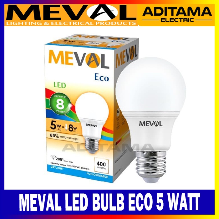 MEVAL LED BULB ECO 5 WATT WHITE/ LAMPU LED MEVAL ECO 5 WATT PUTIH