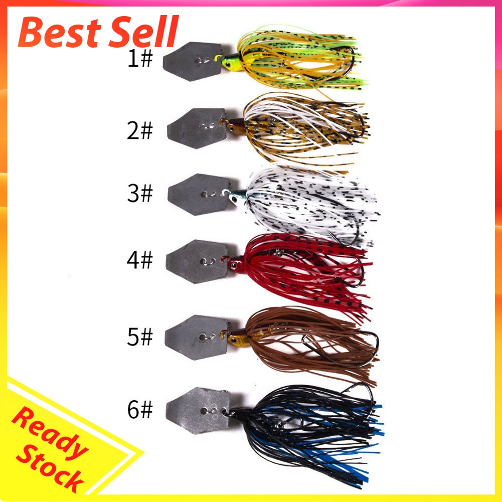 6x Wobbler Chatterbait Blade Bait w/ Skirt Buzzbait Saltwater Fishing Lures