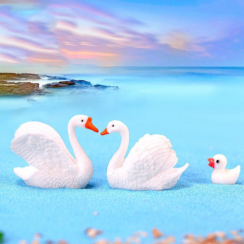 【Theredsunrisesiwy.id】Resin Swan Miniature Figurine Fairy Garden Dollhouse Decor Micro Landscape