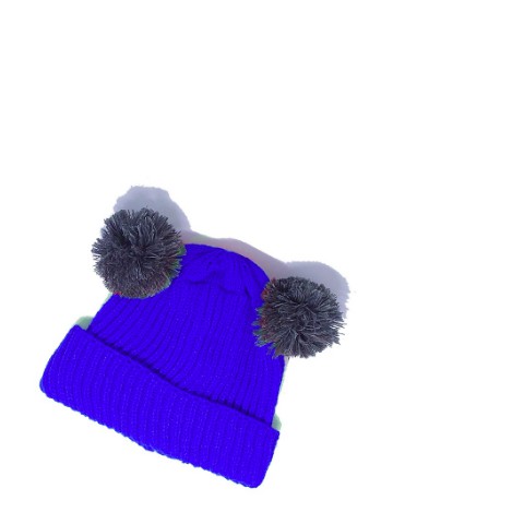 TERMURAH KUPLUK BAYI ANAK MODEL POMPOM POLOS LAKI PEREMPUAN USIA 0 - 2 TAHUN BAHAN RAJUT-POMPOM BIRU PERSIB