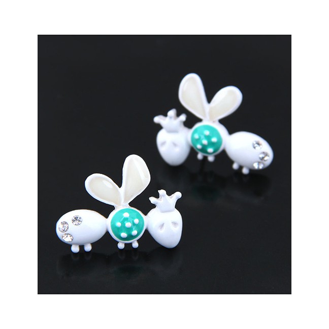 LRC Anting Tusuk Fashion White Ladybug Earring A58443