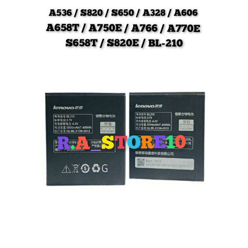 Batu baterai Lenovo A536 / S820 / S650 / A328 / A606 BL-210 Battery Batteray Batere Batrai Batre Ori