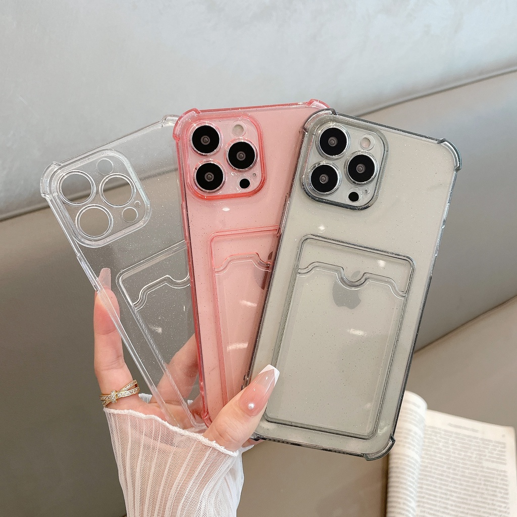 Card Slot Glitter Case for Iphone 7 8 se 6plus 7 plus x xr xs max 11 11 pro max 12 mini 12 pro max 13 mini 13 pro max