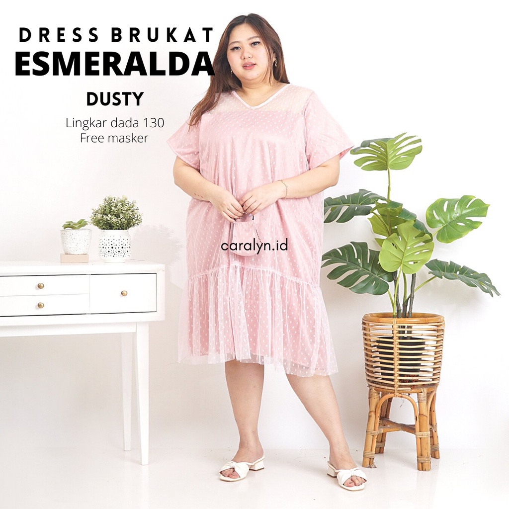 DRESS BRUKAT JUMBO BIGSIZE PARTY DRESS KOREAN STYLE ESMERALDA