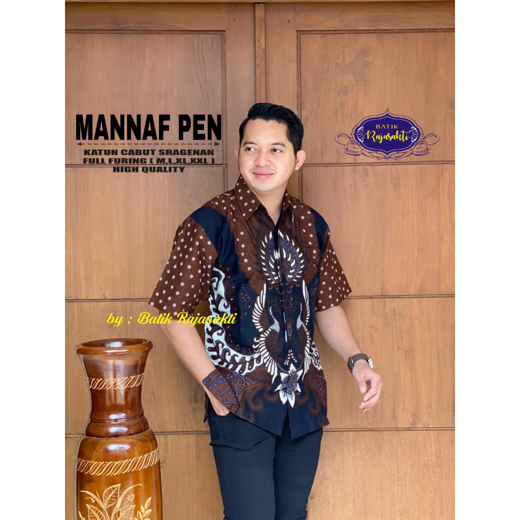 MANNAF RAJASAKTI KEMEJA BATIK SOLO PRIA LENGAN PENDEK LAPIS FURING ATASAN BATIK PREMIUM MODERN KATUN HALUS BAHUWIRYA  BANAMITRA BANAMITRA PUTIH BANGSAWAN BAYU PUTRA BERLIAN BIRU BHARATAYUDA BIMASENA BIRENDRA BIRU INDAH BRAHMAKERTA BRAHMAKERTA MERAH BUDIDR