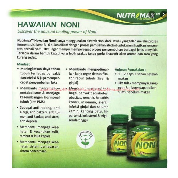 Nutrimax Hawaiian Noni 60 Naturescaps 2gr