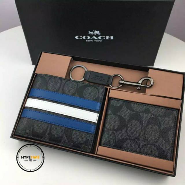 Coach blue strips 3 in 1 wallet original