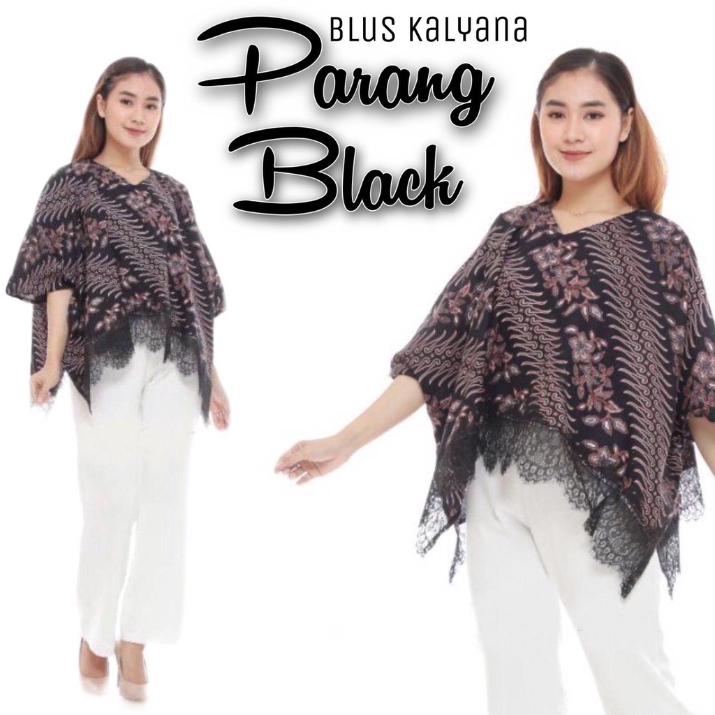 Couple Blus Kalyana Black Series Batik Parang Renda Batwing Jumbo Wanita Super Big Size Waka