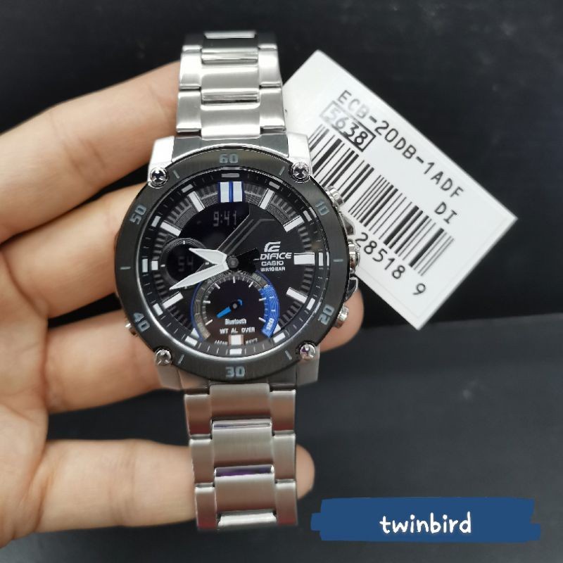JAM TANGAN PRIA EDIFICE ECB-20DB-1A SILVER ORIGINAL