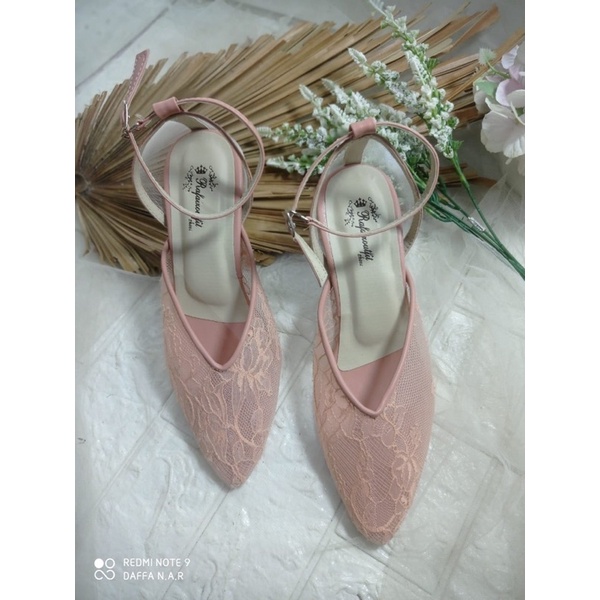 sepatu arummi dustypink tali 7cm kaca