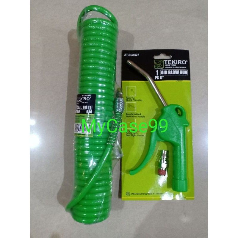 (1set) Selang kompresor hijau 6m(5X8 mm) &amp;1pcs Air Blow Gun 5&quot;