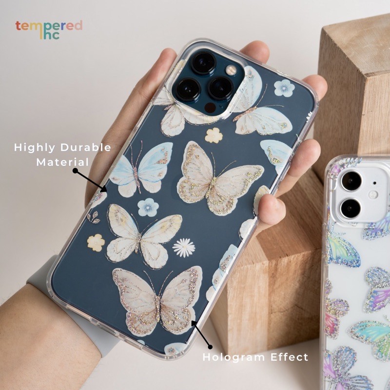 NEW !! WILDFLOWER 2D Hologram Butterfly Series Iphone Case ( Iphone 7-13promax )