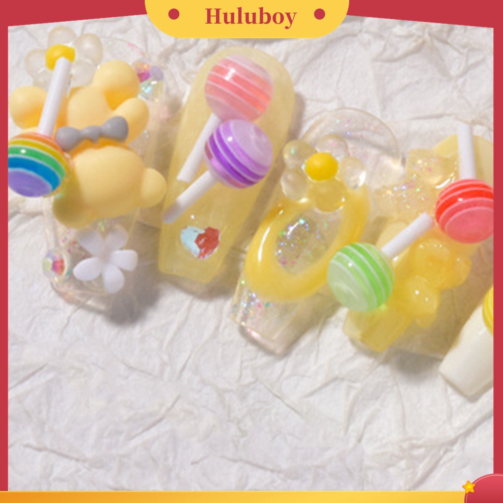 Huluboy Huluboy♡ 1 Kotak Perhiasan Berlian Imitasi Bentuk Pita Beruang Mutiara Untuk Dekorasi Nail Art