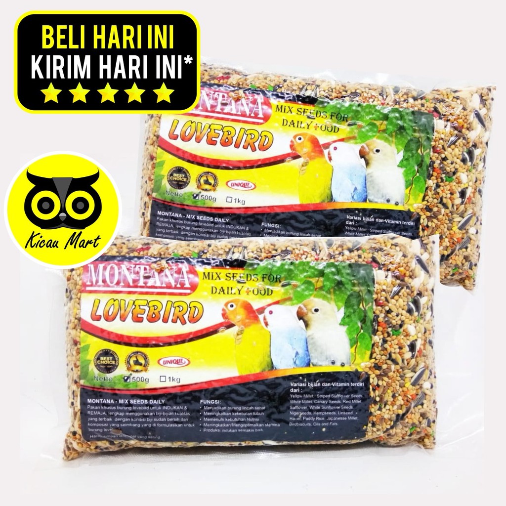 PAKAN MAKANAN HARIAN BURUNG LOVEBIRD LOVE BIRD MONTANA MIX SEED FOR DAILY UNIQUE 500 GRAM MONTANA5