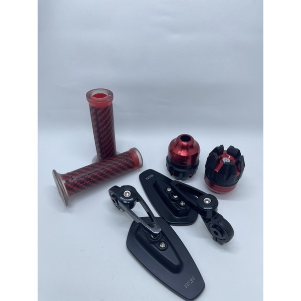 Spion Jalu Oval Hitam + Handgrip Karbon + Jalu As Roda Depan Universal