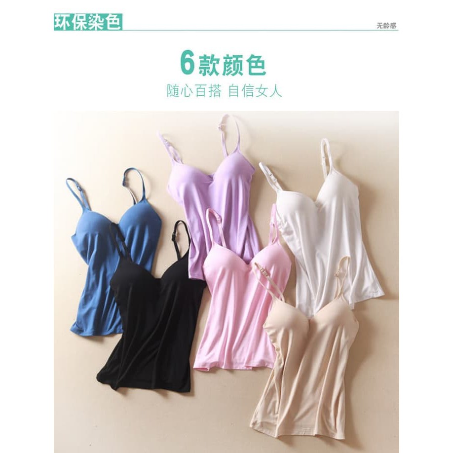 Bralette Tanktop Bra Singlet With Cup Bra ( Busa Tipis ) - Hitam