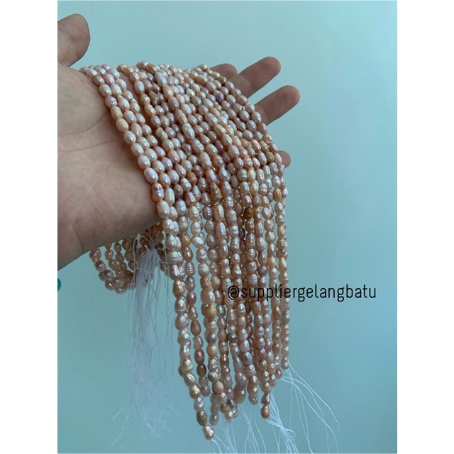 Bahan Mutiara Air Tawar Barok LAVENDER 4 x 6mm oval fresh water pearl