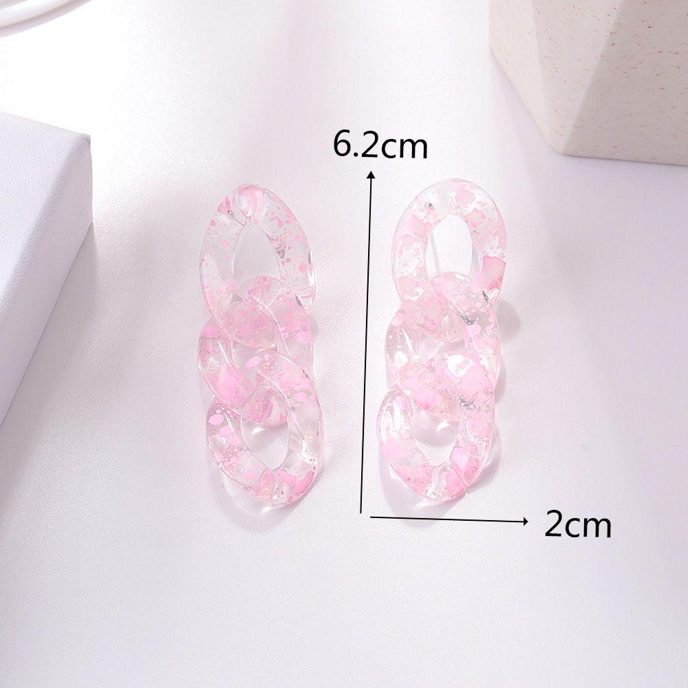 Anting LILY Drop Desain Sederhana Tren Perhiasan Gloss Jelly Rantai Warna