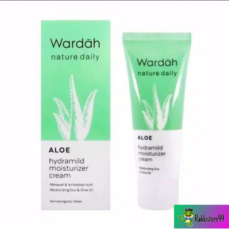 ❣️Rakkistore99❣️Wardah Nature Daily Aloe Hydramild Moisturizer Cream 40ml (HIJAU) (100% Original)