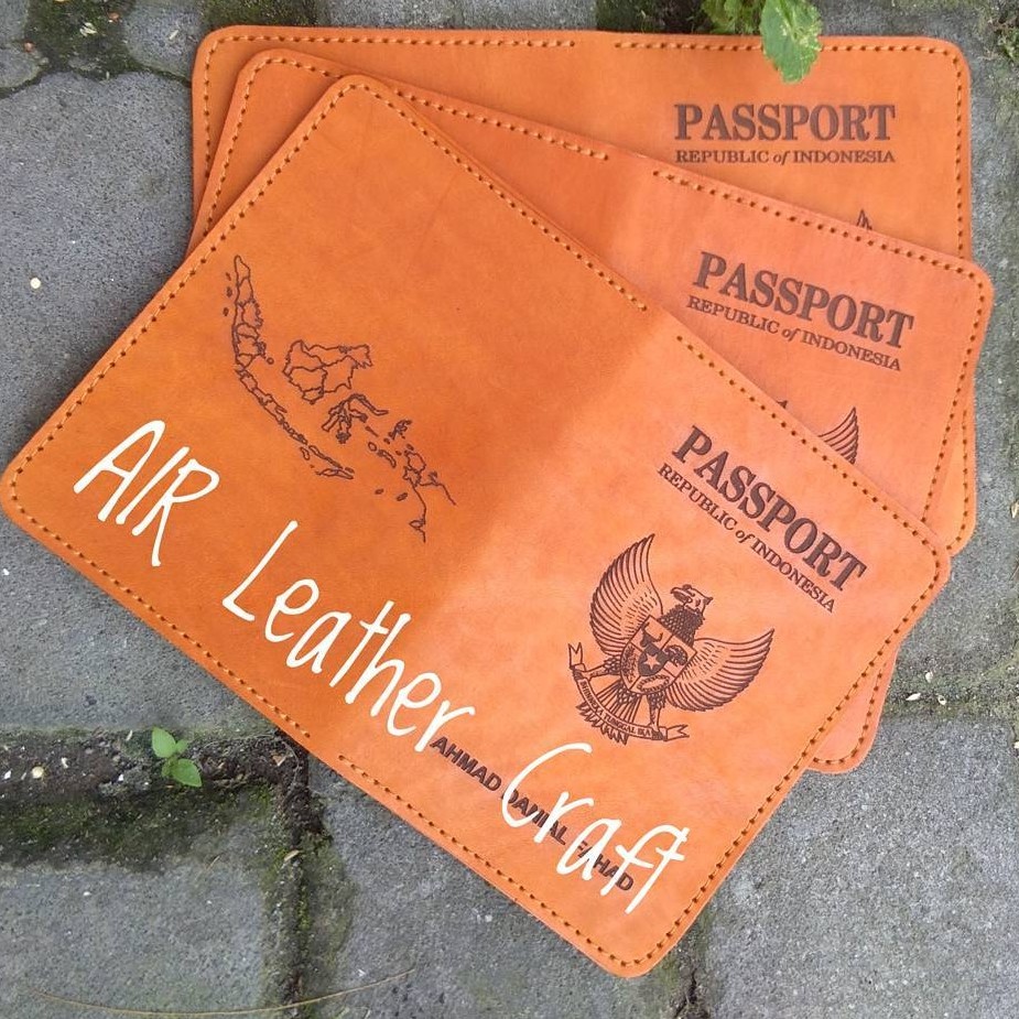 Pasport Case - Passport Cover - Passport Holder Kulit Sapi Asli Grafir 2 sisi