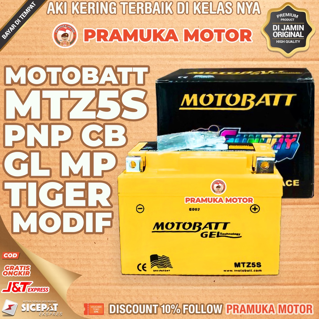 Jual Aki Kering Gel Motobatt MTZ5S 12 Volt PNP CB GL MP Tiger Modif ...