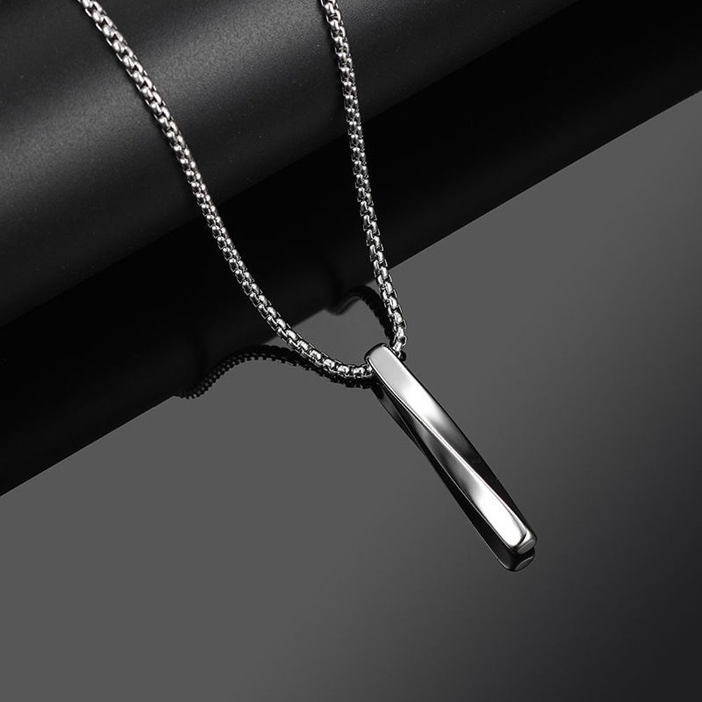 ROW New Necklace Gift Stainless Steel Chain Pendant Trendy Men Fashion Jewelry Simple Rectangle/Multicolor