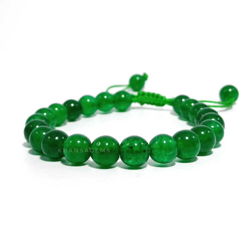 Gelang Batu Natural Green Chalcedony 8 Mm Model Tali Serut Pria Dan Wanita Tampil Lebih Gaya