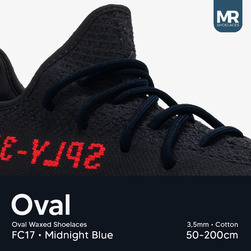 MR Shoelaces FC17 Midnight Blue Tali Sepatu Lilin Oval 3.5mm (Waxed Laces) 50cm 80cm 100cm 120cm 150cm 200cm - Premium Shoelace Biru