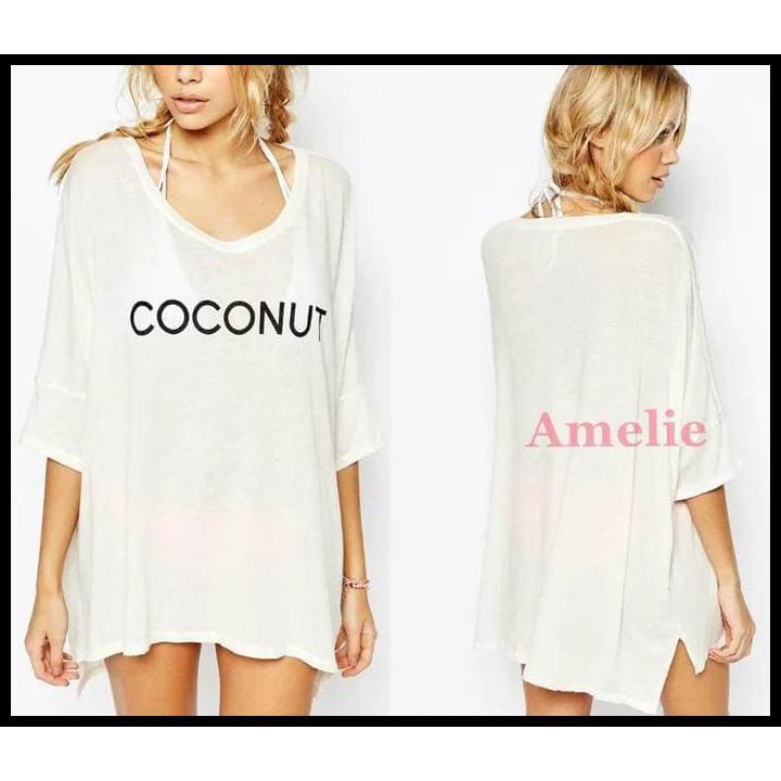 BLOUSE BAJU ATASAN WANITA KOREA IMPORT KAOS JUMBO BIG SIZE HITAM PUTIH