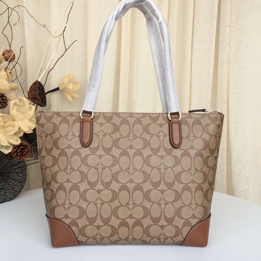 tas TOTEBAG SHOULDER BAG WANITA TOTE ZIPP 29208 KHAKI