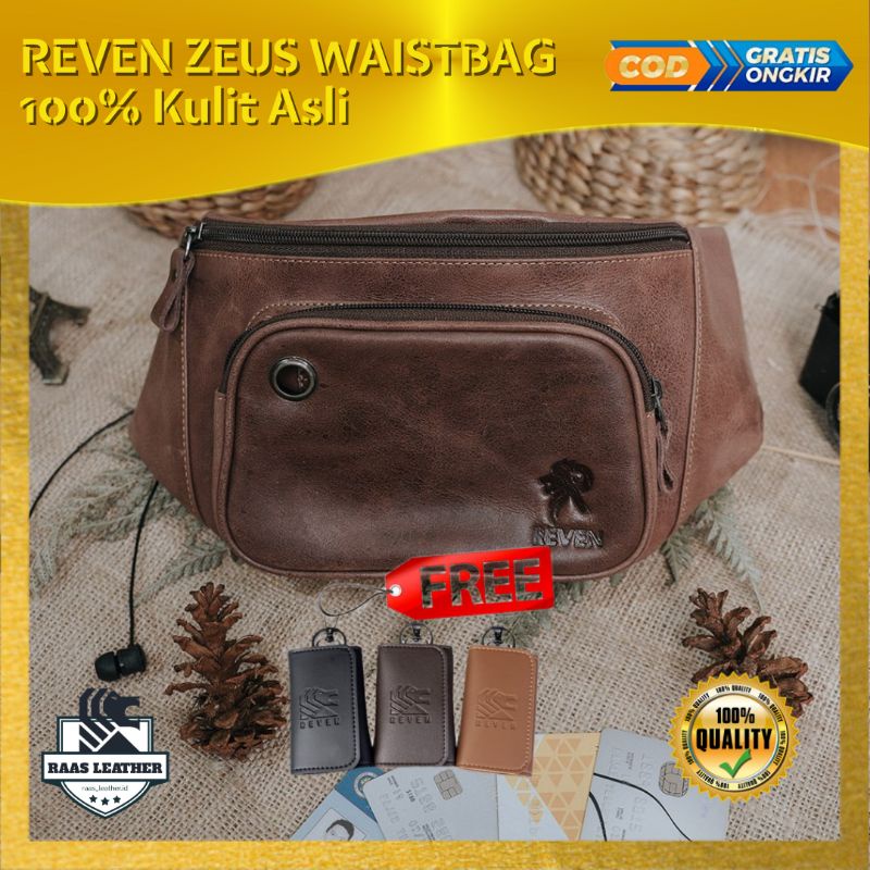 Tas Pinggang Pria Cowok Waistbag Pria Kulit Sapi Asli Branded Tas Traveling