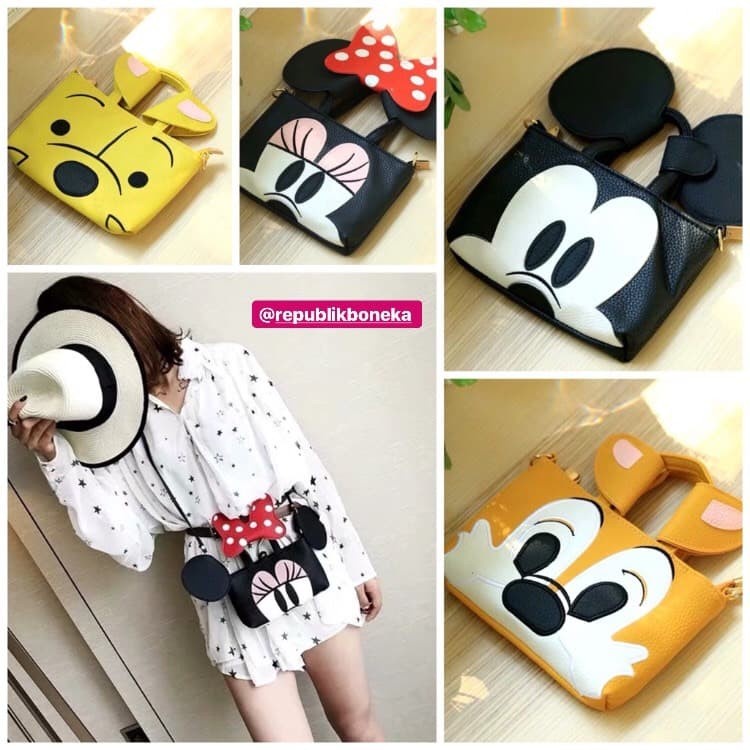 TAS SELEMPANG MINNIE MICKEY MOUSE WINNIE THE POOH CHIP DALE